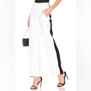 Norma Kamali Side Stripe Sweatpants | Small | White + Black